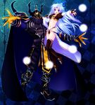  armor bad_id bad_pixiv_id black_armor blue_eyes boots fabulous final_fantasy final_fantasy_iv final_fantasy_ix fingerless_gloves gloves golbeza kuja long_hair male_focus midriff minatosaiga multiple_boys nail_polish navel open_mouth otoko_no_ko silver_hair thighhighs 