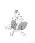  amit black_and_white blood clothing frillsby gecko leopard_gecko licking lizard mohawk monochrome pants plain_background reptile scalie sitting sketch tongue white_background wounded 