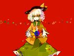  bad_id bad_pixiv_id green_eyes hat komeiji_koishi multicolored multicolored_eyes red_pupils short_hair silver_hair simple_background solo tera third_eye touhou triangle 