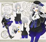  &gt;_&lt; :d ? ^_^ bare_back beret blue_legwear buzz cape character_sheet chibi closed_eyes cravat cropped_legs gloves hat head_wings jewelry long_hair low_twintails multiple_views nail_polish necklace open_mouth pantyhose pixiv_fantasia pixiv_fantasia_sword_regalia print_legwear purple_eyes silver_hair smile spoken_question_mark tellurium_sterne turnaround twintails 