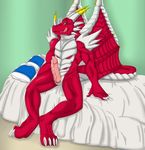  barbs bed biceps big_muscles big_penis claws digimon dragon erection examon kairyu211 male muscles nude paws penis precum red_dragon scalie solo tongue tongue_out wings 