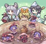  :&lt; :&lt;&gt; alternate_color alternate_hair_color anchor animal_ears black_hair blonde_hair catfish dress fang fish frills green_eyes grey_hair hair_ornament hat hishaku minigirl mouse mouse_ears mouse_tail multicolored_hair multiple_girls murasa_minamitsu nagae_iku namazu nazrin odd_one_out open_mouth player_2 pote_(ptkan) purple_hair red_eyes sailor sailor_hat saliva shawl short_hair smile tail toramaru_shou touhou two-tone_hair wavy_mouth yellow_eyes 