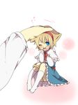  alice_margatroid animal_ears blonde_hair blue_dress blue_eyes blush bow capelet cat_ears cat_tail dress hairband hand_on_another's_head heart kemonomimi_mode minigirl one_eye_closed open_mouth petting sash sitting smile solo_focus tail touhou tsuno_no_hito 