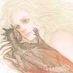  a_song_of_ice_and_fire daenerys_targaryen dragon drogon green_eyes j_(onose1213) long_hair lowres solo white_hair 