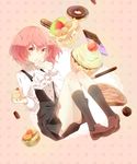  bad_id bad_pixiv_id cake chocolate chocolate_bar cupcake doughnut food food_on_face highres inu_x_boku_ss p0ckylo pink_eyes pink_hair pocky roromiya_karuta school_uniform solo twintails 