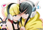  black_hair blonde_hair blue_eyes blush dual_persona emolga eye_contact gen_5_pokemon headphones heart holding_hands kamitsure_(pokemon) looking_at_another multiple_girls open_mouth pokemon pokemon_(creature) pokemon_(game) pokemon_bw pokemon_bw2 selfcest smile spoken_heart spoken_sweatdrop sweatdrop upper_body wavy_mouth yamasaki_wataru yuri 