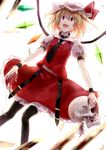  adapted_costume bad_id bad_pixiv_id belt black_legwear blonde_hair blood buckle dutch_angle fang flandre_scarlet hat necktie nishiuri open_mouth red_eyes short_hair skirt skirt_set skull slit_pupils solo tears thighhighs touhou wings wrist_cuffs 