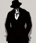  black dark fedora hat highres male_focus mask monochrome rorschach solo torao_(toraogear) trench_coat watchmen 