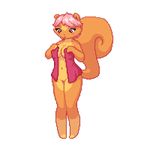  animated animated_gif big_breasts bottomless breast_squish breasts covering_breasts cute female furry joe_randel large_breasts long_tail mammal nude pink_hair pixel pixel_art pussy rodent simple_background solo squirrel standing tail towel white_background 