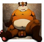  balls belly bottomless clothed clothing flaccid half-dressed kemono male overweight penis sheath solo tanuki 