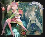  akira_hou annoyed bad_id bad_pixiv_id beret bug butterfly copyright_name earrings flower forest hair_flower hair_ornament hat head_wings insect jewelry multicolored multicolored_clothes multicolored_legwear multiple_girls mushroom nature pink_hair pixiv_fantasia pixiv_fantasia_sword_regalia red_eyes rose silver_hair sitting sparkle thighhighs tree wide_sleeves 