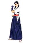  black_hair blue_hakama dougi hakama hakama_skirt headband japanese_clothes mori_toshiaki official_art ryuuko_no_ken sandals snk the_king_of_fighters the_king_of_fighters_'96 toudou_kasumi 