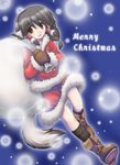  animal_ears aruruw christmas dog_ears kazamine long_sleeves santa_costume solo utawareru_mono 