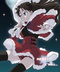  christmas fate/stay_night fate_(series) kannuki_hisui long_sleeves oekaki santa_costume solo thighhighs toosaka_rin 