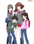  3girls handheld_game_console multiple_girls original playing_games playstation_portable school_uniform shirotsumekusa video_game 