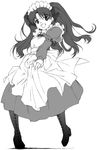  face fate/stay_night fate_(series) greyscale maid monochrome pantyhose skirt solo toosaka_rin yamaguchi_homupe 
