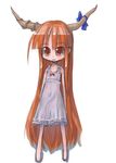  bangs blunt_bangs chibi horns ibuki_suika jpeg_artifacts lingerie long_hair nightgown orange_eyes orange_hair simple_background solo tao_(kadoya) touhou underwear very_long_hair white_background 