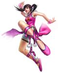  china_dress chinese_clothes dress fighting_stance jumping ling_xiaoyu micchii_(mitchiee) solo tekken twintails 