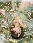  aaru_sentou_shuudan androgynous black_eyes black_hair camisole haibane_renmei halo kana_(haibane_renmei) midriff navel reverse_trap solo water wings 