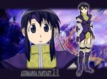  artist_request azumanga_daiou black_eyes black_hair cosplay crossover final_fantasy final_fantasy_x final_fantasy_x-2 kurosawa_minamo lucil lucil_(cosplay) multiple_views parody projected_inset trait_connection zoom_layer 