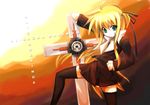  akanagi_youto arisa_bannings blonde_hair cosplay cross_punisher green_eyes lyrical_nanoha mahou_shoujo_lyrical_nanoha miniskirt nicholas_d_wolfwood nicholas_d_wolfwood_(cosplay) parody skirt solo thighhighs trigun zettai_ryouiki 