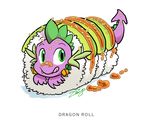  dragon food friendship_is_magic green_eyes licking licking_lips male my_little_pony purple purple_skin scalie solo spike_(mlp) sushi tongue zhivagod zhivagooo 