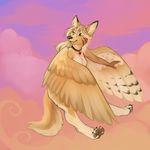  &hearts; anthro canine collar coyote demicoeur female hindpaw mammal nude paws solo wings 