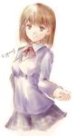  brown_hair cyprus original school_uniform short_hair simple_background smile solo white_background 