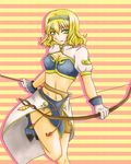  1girl blonde_hair boots bow_(weapon) breasts cleavage cosplay gloves green_eyes hairband judith judith_(cosplay) midriff natalia_luzu_kimlasca_lanvaldear skirt tales_of_(series) tales_of_the_abyss tales_of_vesperia weapon 