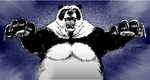  animal bear blue_background ginga_nagareboshi_gin kumanokumatarou no_humans panda parody style_parody 