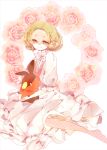  1girl bel_(pokemon) blonde_hair commentary_request creatures_(company) dress game_freak green_eyes nega nintendo pokemon pokemon_(game) pokemon_bw short_hair smile 