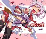 blush cute_(queen&#039;s_blade) cute_(queen's_blade) exploding_clothes highres lowres open_mouth panties pantyshot purple_hair queen&#039;s_blade queen&#039;s_blade_spiral_chaos queen's_blade queen's_blade_spiral_chaos shirosame short_hair tattoo tearing_clothes thighhighs torn_clothes underwear weapon 