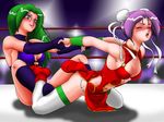  blush crowd green_hair kazetanuki pain purple_hair submission wrestling 