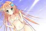  1girl bare_shoulders bikini breasts green_eyes hoshizora_e_kakaru_hashi long_hair midriff nakatsugawa_ui navel orange_hair swimsuit 