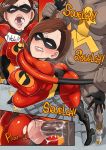    1boy 1girl ahegao anal ass breasts brown_hair butcha-u clothed_female_nude_male cum cum_in_mouth elastigirl huge_penis large_breasts large_insertion mask milf nude open_mouth penis rape restrained super_hero the_incredibles torn_clothes 