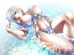  bad_id bad_pixiv_id bikini bikini_aside blue_eyes breasts cenes_crawford key-chang large_breasts lips lying midriff navel nipples on_back puffy_nipples red_pupils short_hair side-tie_bikini solo swimsuit swimsuit_aside thunder_force thunder_force_v water wet white_hair 