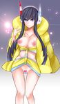  aotsu_umihito black_hair breasts censored gym_leader headphones kamitsure_(pokemon) large_breasts nude pokemon pokemon_(game) pokemon_bw2 umihito 