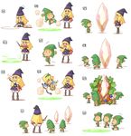  blonde_hair book boots bow chibi clone crystal elf fairy food fruit gaff grimgrimoire grimoire hat lillet_blan long_hair multiple_girls mushroom official_art pantyhose plant pointy_ears purple_eyes shigatake wand witch_hat 