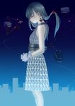  absurdres aqua_hair closed_eyes dress giantess gloves hands_clasped hatsune_miku highres long_hair own_hands_together personification solo tokyo_sky_tree urbandusk vocaloid 