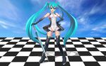  aqua_eyes aqua_hair hatsune_miku miku_append thighhighs twintails vocaloid 