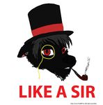  anthro canine english_text eyewear gold hat image_macro like_a_sir mammal meme monocle pipe plain_background solo terribly_british text top_hat white_background 