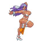  artist_request ass breasts dark_skin dragon_quest high_heels large_breasts lowres muscle pixel_art purple_hair shoes thick_thighs thighs yumurama 