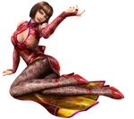  1girl 3d absurdres anna_williams blue_eyes breasts brown_hair china_dress chinese_clothes cleavage dress elbow_gloves female fishnets full_body gloves high_heels highres official_art pantyhose shoes short_hair simple_background solo tekken tights white_background 