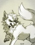  ambiguous_gender black_and_white canine falvie feral fluffy mammal monochrome sketch snarling solo wolf 