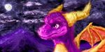  abstract abstract_background dragon hi_res horn male moon night purple_body purple_dragon purple_eyes smile solo spyro spyro_the_dragon stars tsitra360 video_games wings yellow_body 