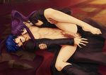  2boys anal biting bl blue_eyes blue_hair clothed_sex erection eyes_closed fangs forced kaito kamui_gakupo long_hair male male_focus multiple_boys muscle navel on_ground open_mouth penis ponytail precum purple_hair rape ribbon sex short_hair spread_legs stake tears uncensored vampire vocaloid yaoi 