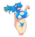  artist_request blue_hair breasts huge_breasts lowres pixel_art yumurama 