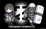  :3 akemi_homura armor brand_name_imitation call_of_duty call_of_duty:_modern_warfare_2 g36c juggernaut_(call_of_duty) kyubey mahou_shoujo_madoka_magica nike pantyhose parody riot_shield tachiwani 