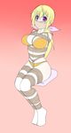  absurdres ass bdsm blush bondage bound bound_ankles bound_arms bound_legs bra breast_bondage breasts charlotte_dunois crotch_rope gag highres improvised_gag infinite_stratos jam-orbital large_breasts panties purple_eyes rope shibari socks tape tape_gag tied_up underwear 