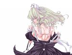  bra green_hair hairband maid mouri_teru rance_(series) scar scars sengoku_rance soborogo underwear undressing 